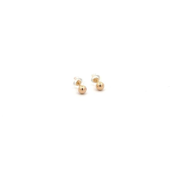 14K Gold Earrings Stud Ball Tiny 4mm Silicone Covered Backings - Picture 6 of 6